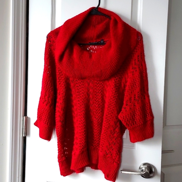 Notations Sweaters - Notations short sleeve turtleneck sweater red xl